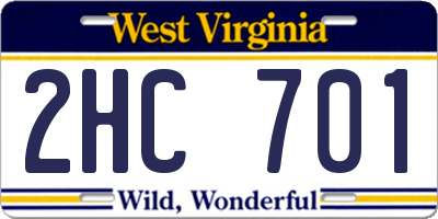 WV license plate 2HC701