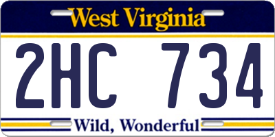 WV license plate 2HC734