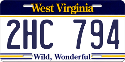 WV license plate 2HC794