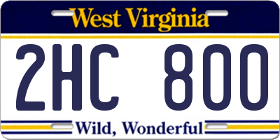 WV license plate 2HC800