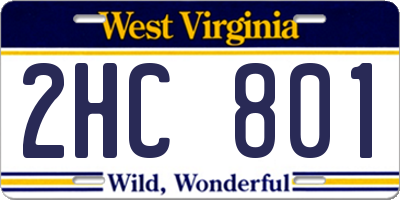 WV license plate 2HC801