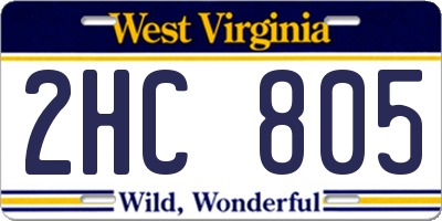 WV license plate 2HC805