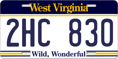 WV license plate 2HC830