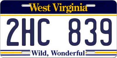 WV license plate 2HC839