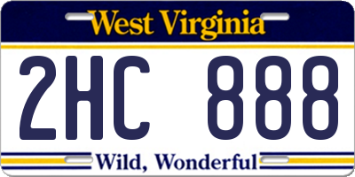 WV license plate 2HC888