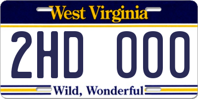 WV license plate 2HD000