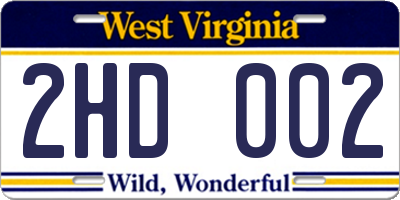 WV license plate 2HD002