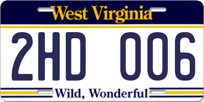 WV license plate 2HD006