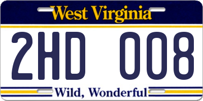 WV license plate 2HD008