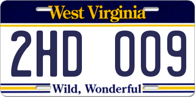 WV license plate 2HD009