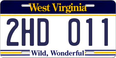 WV license plate 2HD011