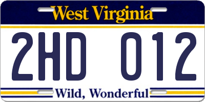 WV license plate 2HD012