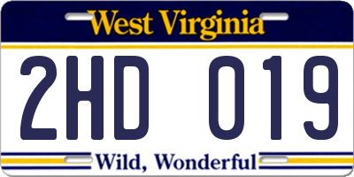 WV license plate 2HD019