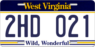 WV license plate 2HD021