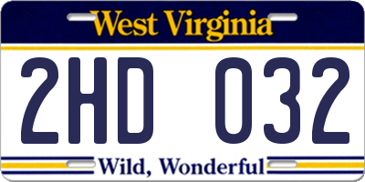 WV license plate 2HD032