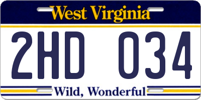 WV license plate 2HD034