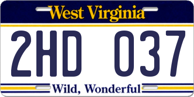 WV license plate 2HD037