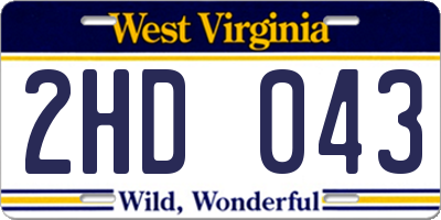 WV license plate 2HD043