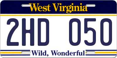 WV license plate 2HD050
