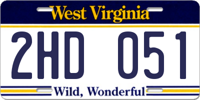 WV license plate 2HD051