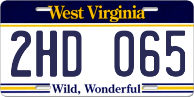WV license plate 2HD065