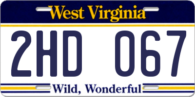 WV license plate 2HD067