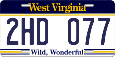 WV license plate 2HD077