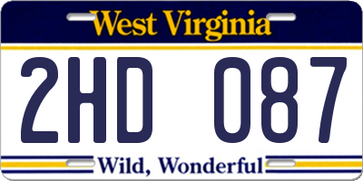 WV license plate 2HD087
