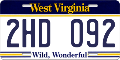 WV license plate 2HD092
