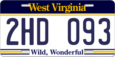 WV license plate 2HD093