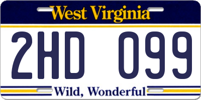 WV license plate 2HD099