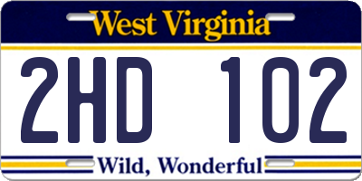 WV license plate 2HD102