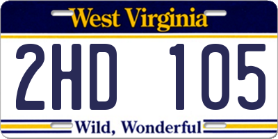 WV license plate 2HD105