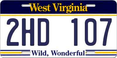 WV license plate 2HD107