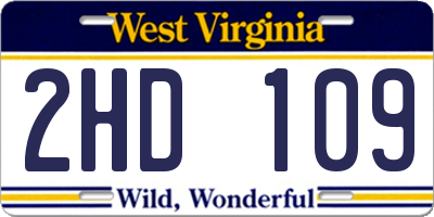 WV license plate 2HD109