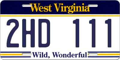 WV license plate 2HD111