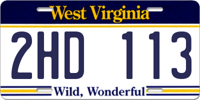 WV license plate 2HD113