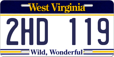 WV license plate 2HD119