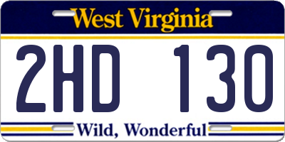 WV license plate 2HD130