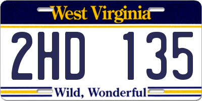 WV license plate 2HD135