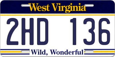 WV license plate 2HD136
