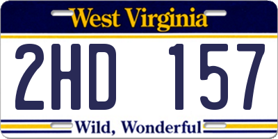WV license plate 2HD157