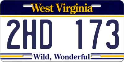 WV license plate 2HD173