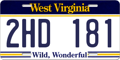 WV license plate 2HD181
