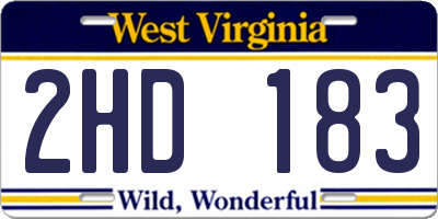 WV license plate 2HD183