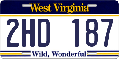 WV license plate 2HD187