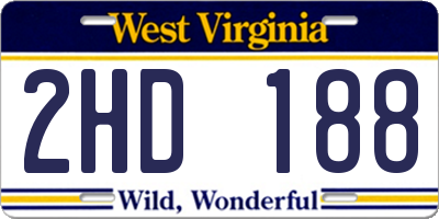 WV license plate 2HD188