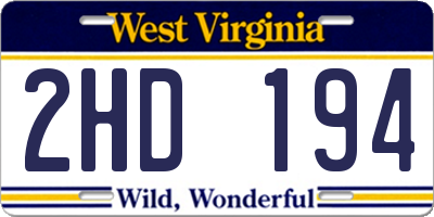 WV license plate 2HD194