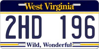 WV license plate 2HD196