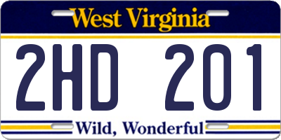 WV license plate 2HD201